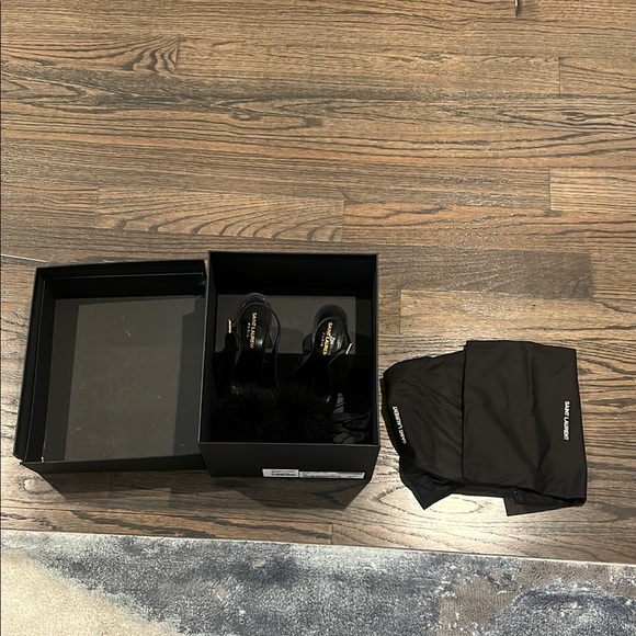 Black Nero Crepe Satin YSL Women Heels Size 38.5